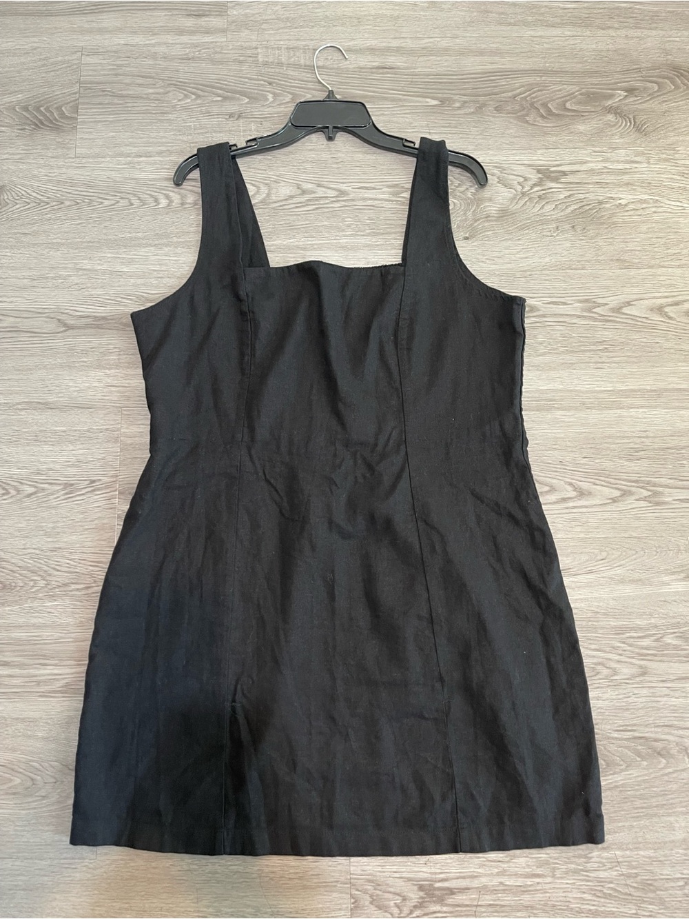 Old Navy Black Square-Neck Linen Mini Dress - Picture 3 of 7
